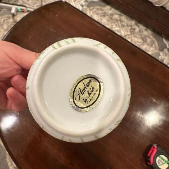 Andrea by Sadek Rinse Cup & Soap Holder Ceramic Lavender Design - Picture 3 of 5